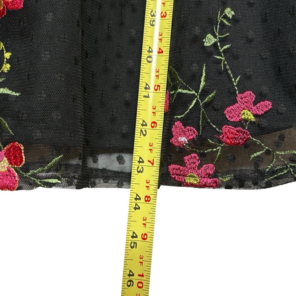 Catherines Embroidered Floral Sheer Layered Shift Dress 14/16W Black Romantic - Picture 9 of 11
